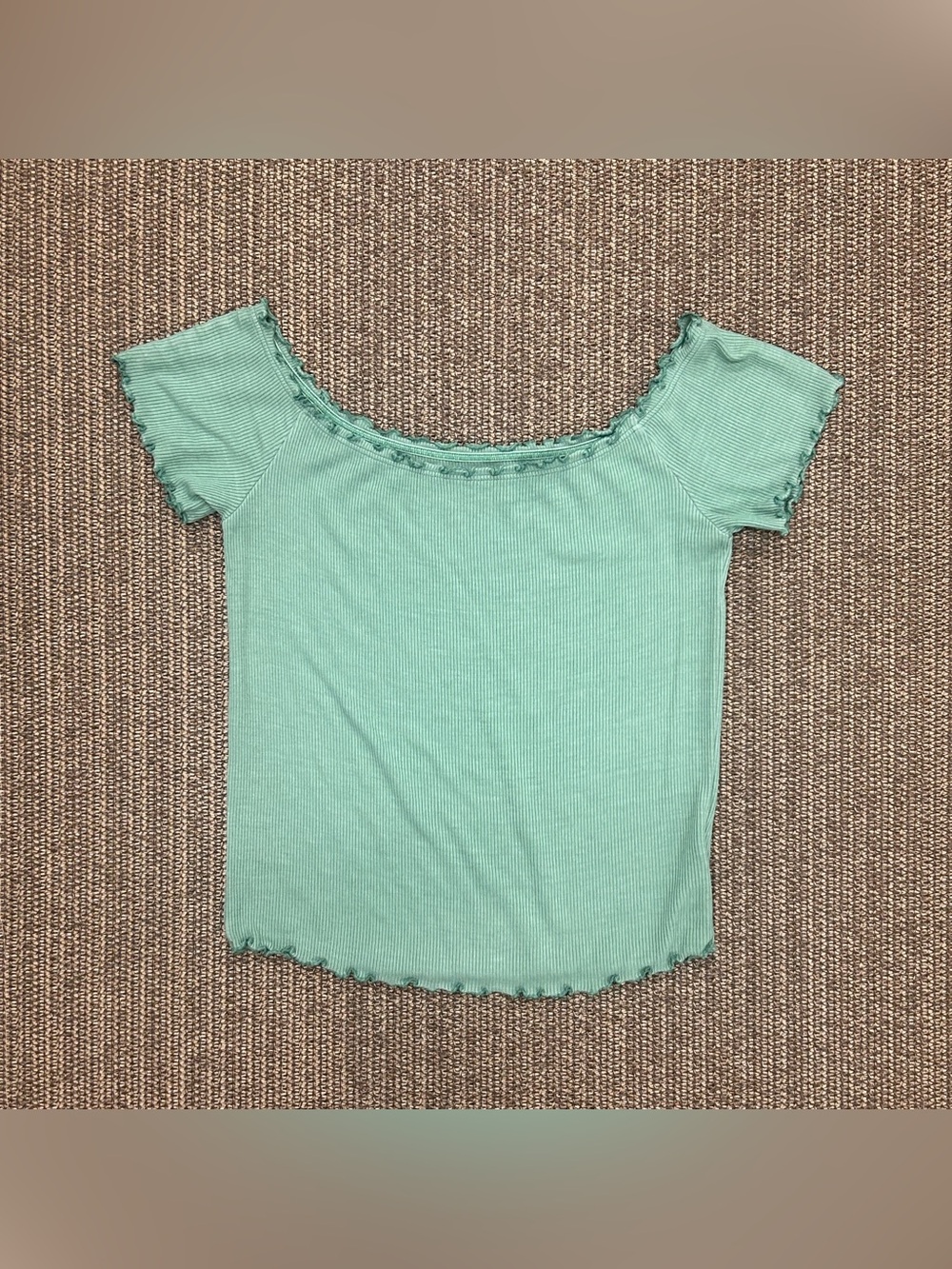 American Eagle Soft & Sexy Rib Off The Shoulder Top Small Boho Soft Girl Lettuc